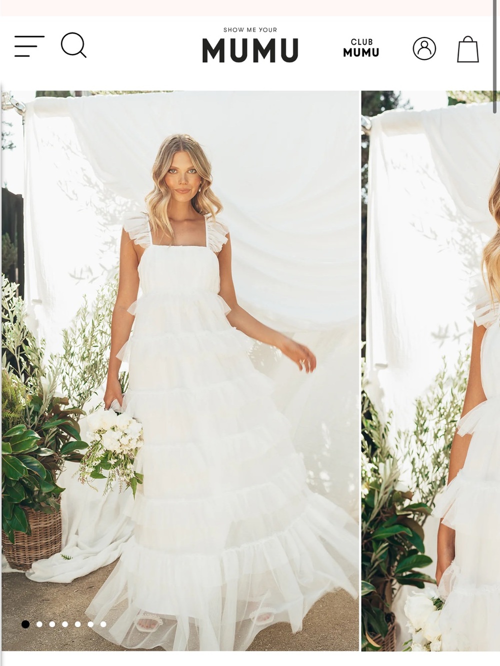 Show Me Your MuMu White Tulle Ruffled Maxi Dress